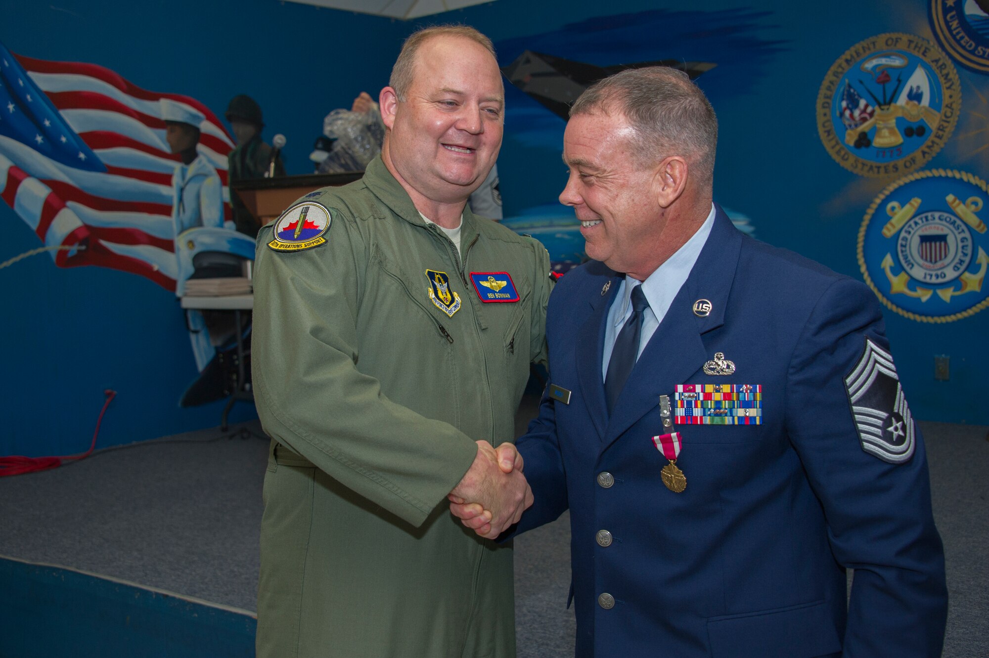 U.S. Air Force Chief Master Sgt. Philip Weber, 307th Maintenance Squadron munitions flight chief, retired from the Air Force Reserve after 37 years of service during a ceremony at Veterans of Foriegn Wars Post 5951 in Bossier Cty, La., Dec. 1, 2018. (U.S. Air Force photo by Airman 1st Class Maxwell Daigle)