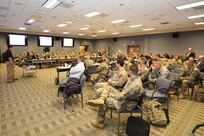 JTF-CS hosted 58 attendees for a Mission Planning Conference at Fort Eustis, Va., Dec. 3-4, 2018. The conference goal was to identify critical friction points and key concerns about how DCRF forces deploy, arrive, and process resources in CBRN response operations. When directed, JTF-CS is ready to respond in 24 hours to provide command and control of 5,200 federal military forces located at more than 36 locations throughout the nation in support of civil authority response operations to save lives, prevent further injury and provide critical support to enable community recovery. (DoD photo by Air Force Tech. Sgt. Michael Campbell/ Released)
