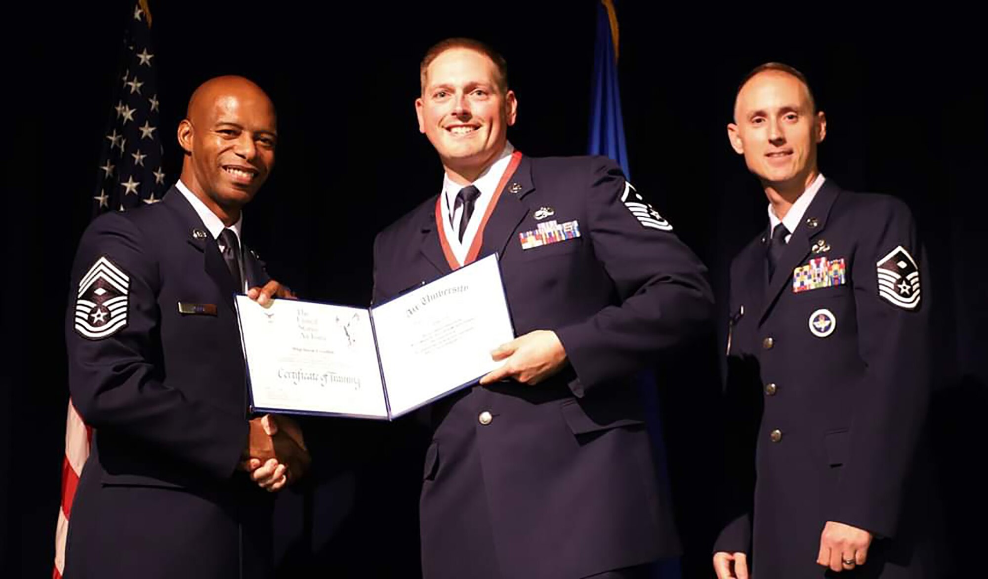 Master Sgt. David Griffith, 445th Maintenance Group first sergeant, was among 98 Airmen, including two others from the 445th Airlift Wing, who graduated from the Air Force’s First Sergeant Academy Nov. 16, 2018.