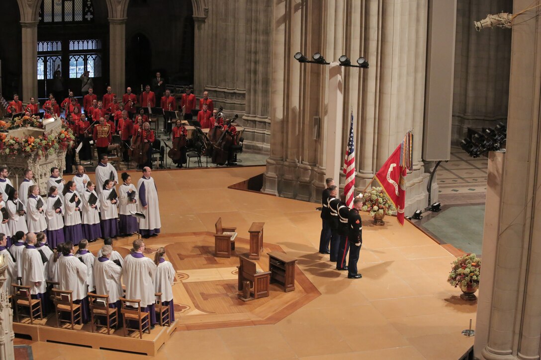 On Nov. 18, 2018, the Marine Chamber Orchestra performed for the U.S. Marine Corps Worship Service in honor of the Marine Corps' 243rd birthday at the Washington National Cathedral in Washington, D.C. (U.S. Marine Corps photo by Master Sgt. Kristin duBois/released)