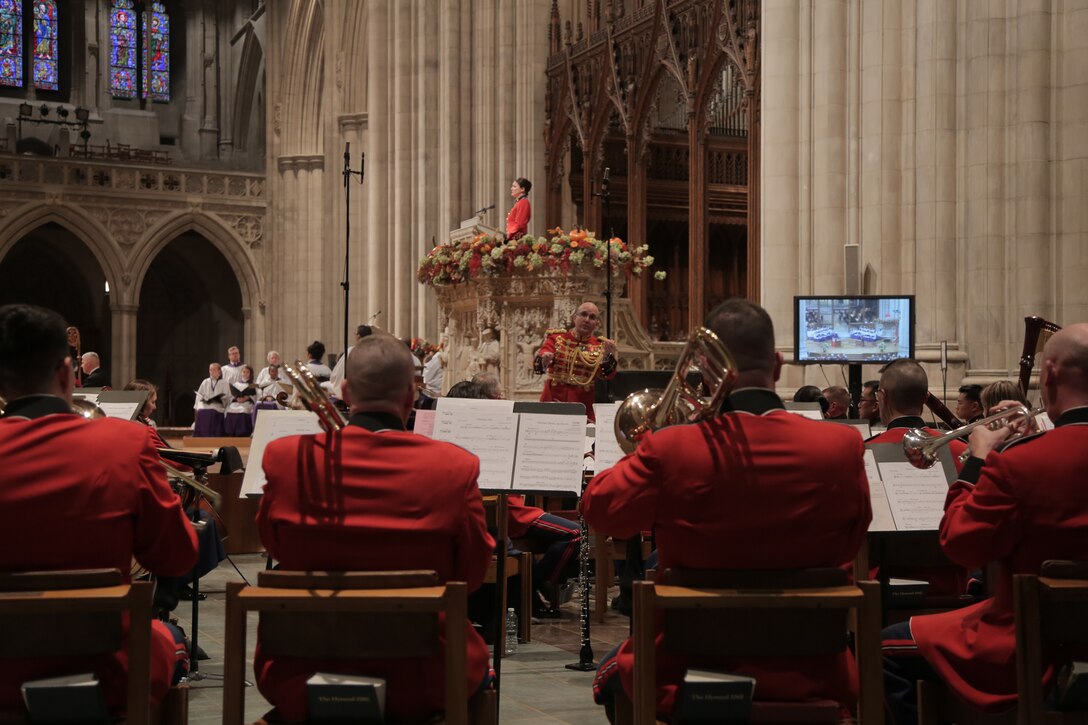 On Nov. 18, 2018, the Marine Chamber Orchestra performed for the U.S. Marine Corps Worship Service in honor of the Marine Corps' 243rd birthday at the Washington National Cathedral in Washington, D.C. (U.S. Marine Corps photo by Master Sgt. Kristin duBois/released)