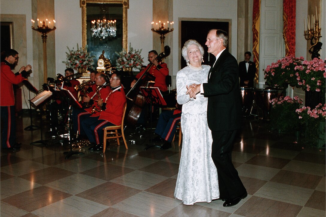 President and Mrs. Bush dancing to the music of the Marine Band, 1991 (courtesy of George Bush Presidential Library and Museum).