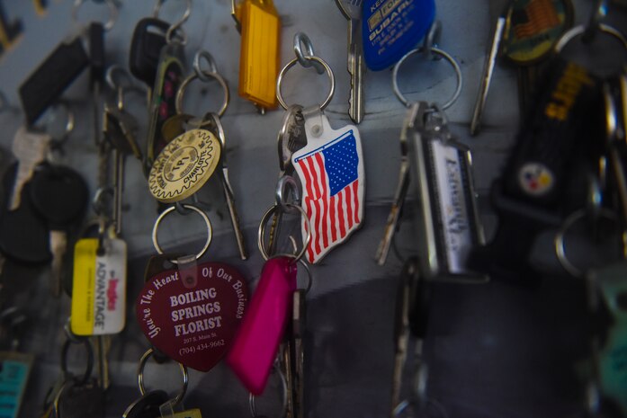Car keys rest on a display to promote safe driving during a teen driving course Dec. 1, 2018, held at Joint Base Charleston, S.C.