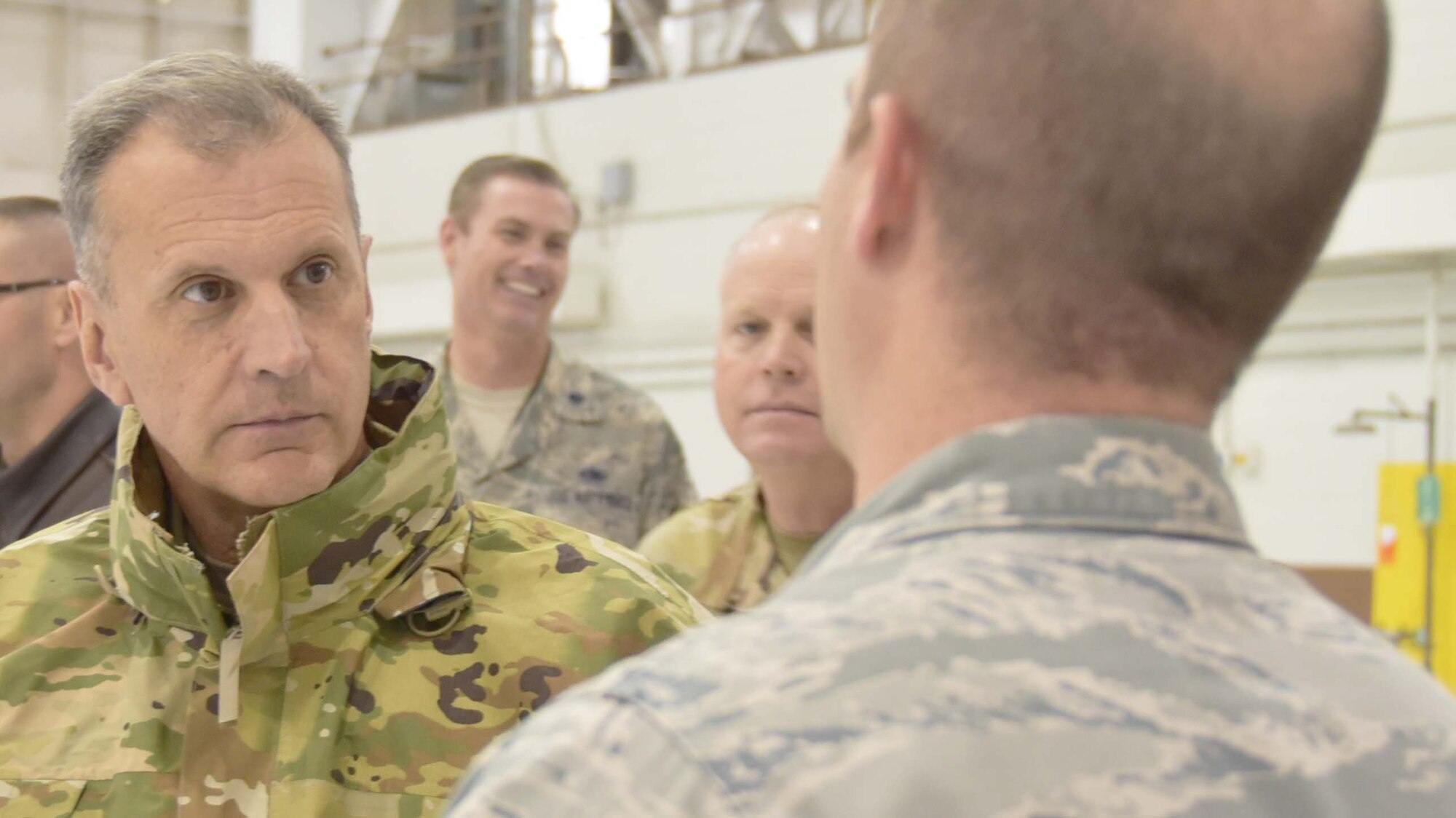 Maj. Gen. Randall A. Ogden, 4th Air Force commander, speaks with leadership of the 931st Maintenance Group Dec. 2, 3018, McConnell Air Force Base, Kan.  During his visit, Ogden visited with 931 ARW units and asked them to voice any questions or concerns they had about the future of the Air Force Reserve.