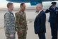 PETERSON AIR FORCE BASE, Colo. - (From left to right) Col. Sam Johnson, 21st Space Wing vice commander, and Maj. Gen. John Shaw, Air Force Space Command deputy commander, greet Defense Secretary James Mattis on the fight line at Peterson Air Force Base, Colo., Nov. 30, 2018. Mattis was in Colorado Springs to meet with senior cadets at the U.S. Air Force Academy. (U.S. Air Force photo by Robb Lingley)