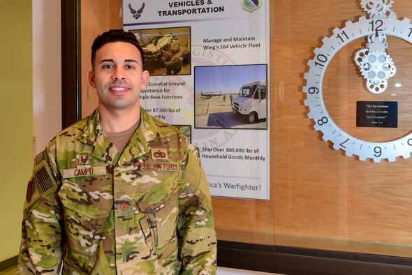 Maj. Delwyn Campo, 47th Logistics Readiness Flight commander, stands in the foyer of the LRF building at Laughlin Air Force Base, Texas, Dec. 4, 2018. In this edition of the "commander's corner," Maj. Campo uses the metaphor of eating proverbial frogs to illustrate ideas of mental toughness and resilience.