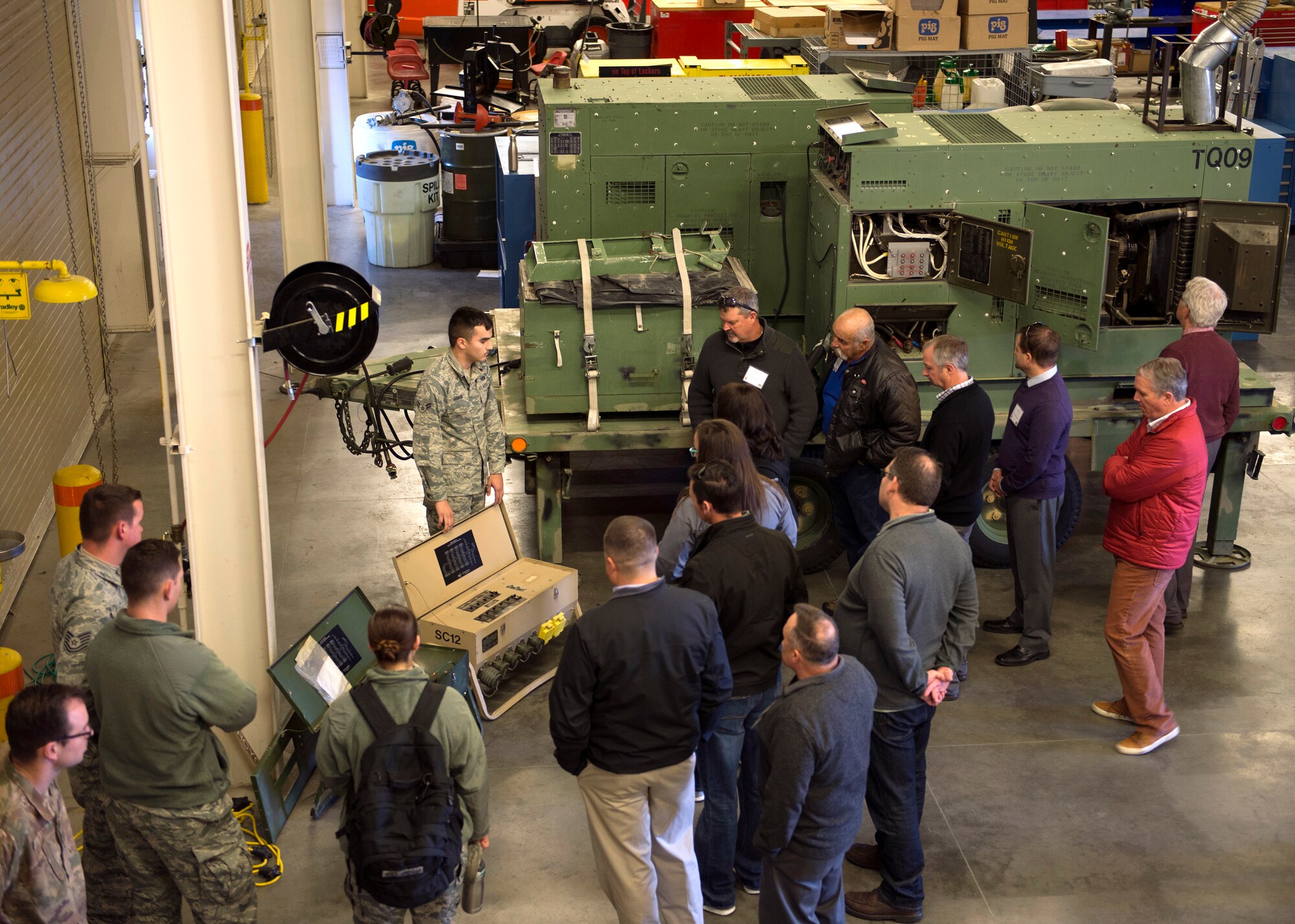 Airmen speaking with civic leaders at Mountain Home Air Force Base, Idaho, Nov. 28, 2018.