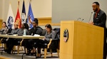 Paul Williams, a Medical tailored vendor logistics specialist, facilitates a panel of Veterans Affairs benefits experts at DLA Troop Support Nov. 27, 2018 in Philadelphia.