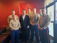U.S. Senator Todd Young of Indiana, a U.S. Marine Corps veteran, speaks to the Marines of Recruiting Station Indianapolis in Avon, Indiana, Dec. 7, 2018. Young represents Indiana in the U.S. Senate. Young was an officer selection officer with RS Indianapolis while active duty. (U.S. Marine Corps photo by Sgt. Carl King)