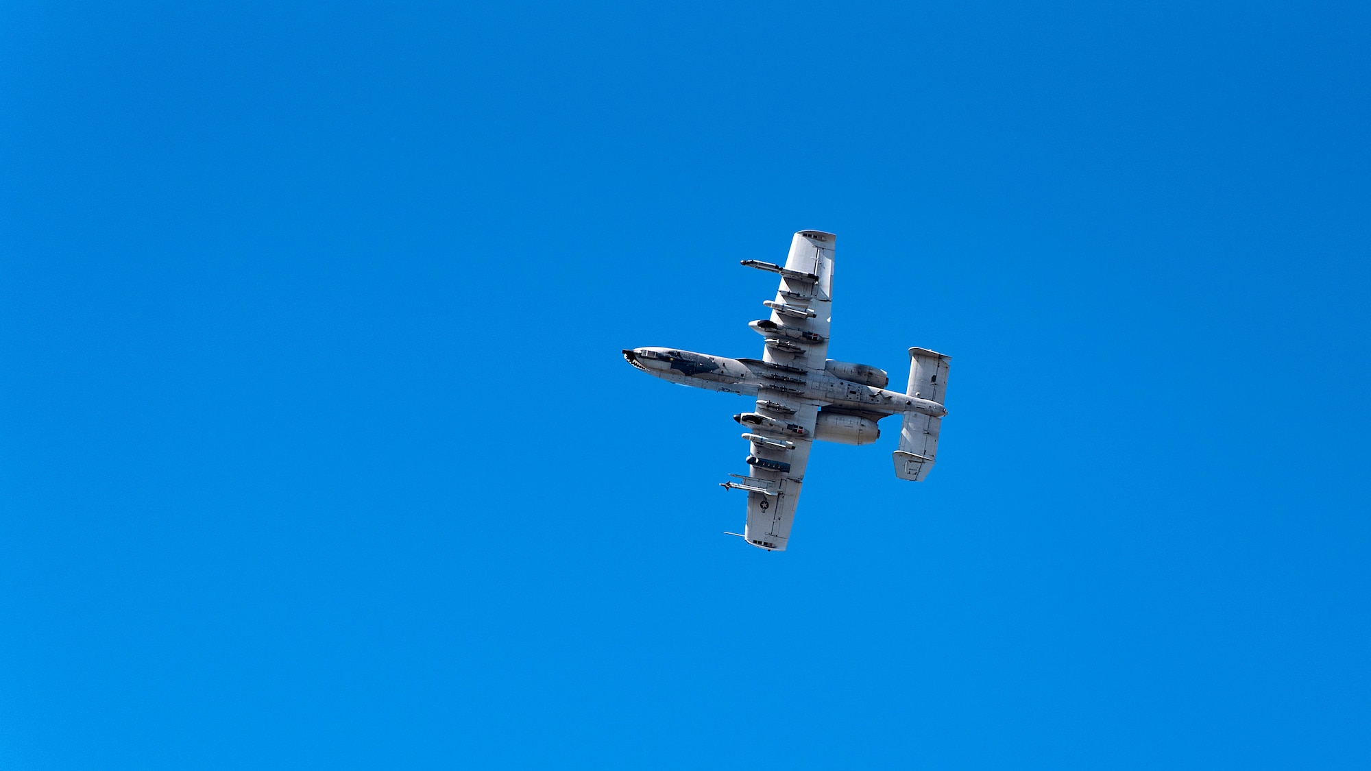 A U.S. Air Force A-10 Thunderbolt II from the 163rd Fighter Squadron, Indiana Air National Guard, flies over MacDill Air Force Base, Fla., during the Guardian Blitz II exercise Dec. 6, 2018. The deployment exercise trains total force crewmembers on basic surface attack, combat search and rescue, close-air support and night-vision takeoff and landing.