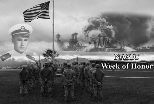 The National Air and Space Intelligence Center honors former president George H.W. Bush and remembers the events of Pearl Harbor during a retreat ceremony Dec. 7. (U.S. Air Force Graphic by Senior Airman Samuel Earick)