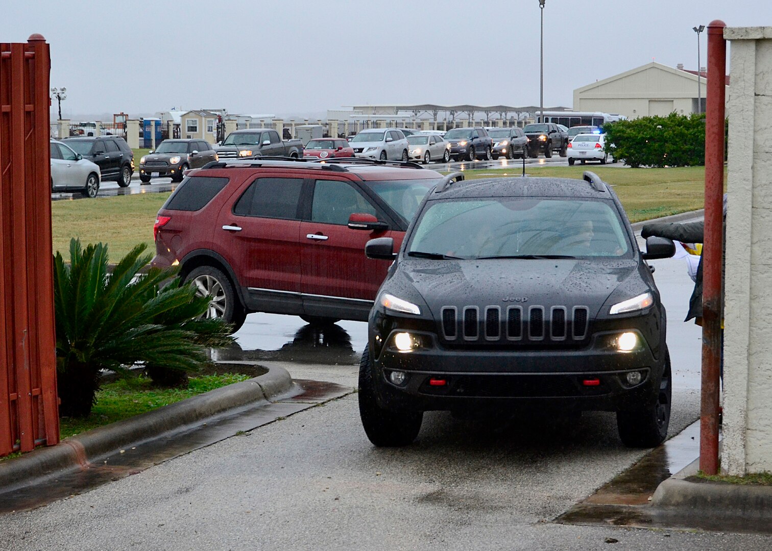 Traffic was lined up all the way down 5th Street West as folks waited to collect Christmas trees donated by Trees for Troops at Joint Base San Antonio-Randolph, Texas, Dec. 7, 2018. This year there were 165 Christmas trees available.