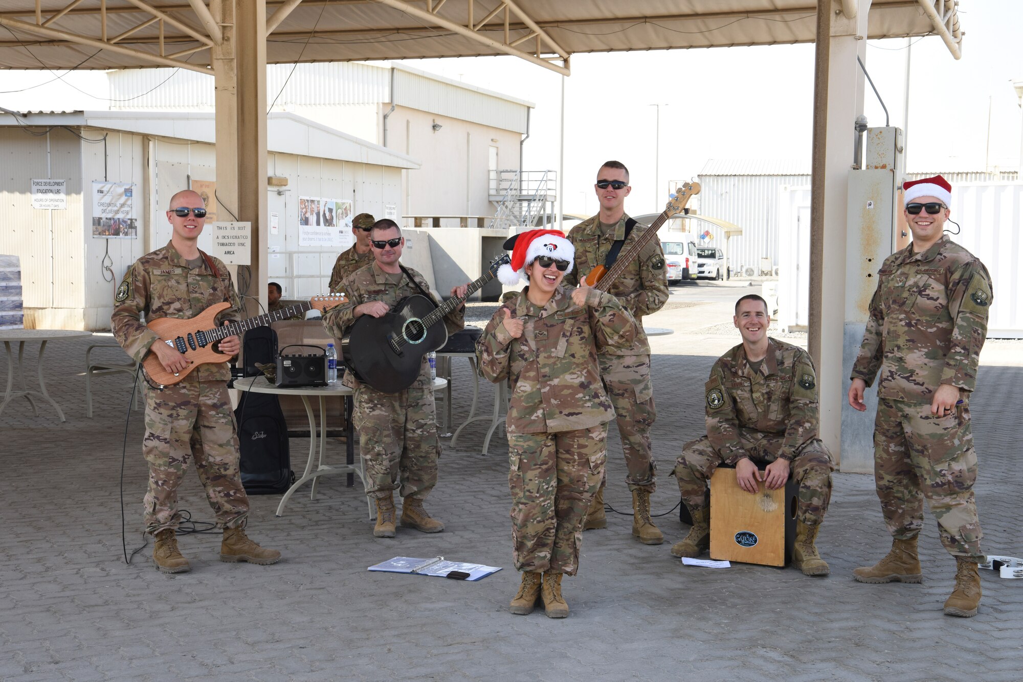 The AFCENT band visited to perform various popular songs for deployed members.