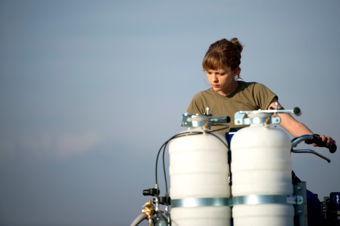 Airmen assigned to the 455th Expeditionary Civil Engineer Squadron work to keep the airfield maintained at Bagram, Airfield Afghanistan Nov. 24, 2018. These Airmen are responsible for maintain the airfield and construction projects. (U.S. Air Force photo by Senior Airman Rito Smith)