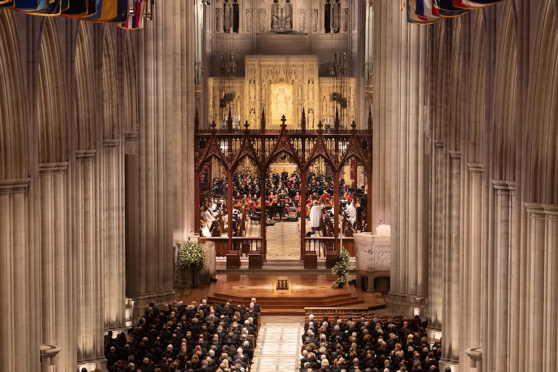 On Dec. 5, 2018, “The President’s Own” Marine Chamber Orchestra participated in the state funeral in honor of former President George H.W. Bush at the Washington National Cathedral.