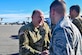 Army Gen. Stephen Lyons, commander of U.S. Transportation Command, greets Air Force Capt. Shawn Cameron, 628th Logistics Readiness Squadron operations officer and lead coordinator for the visit, upon arriving at Joint Base Charleston, S.C., Dec. 6, 2018.