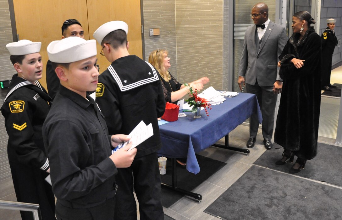 IMAGE: U.S. Naval Sea Cadets assist with the Dahlgren Centennial Movie Premier, Nov. 27.