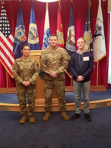 Sgt 1 Class Robin Ciani, Sgt 1st Class Justin Knight, and new emlistee and IKnight's son/Ciani's nephew, Devon Dandoy.