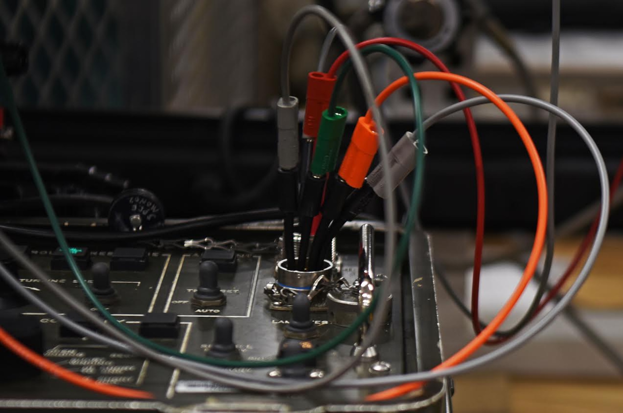 Wires are connected to a piece of machinery at Shaw Air Force Base, S.C., Dec. 7, 2018.