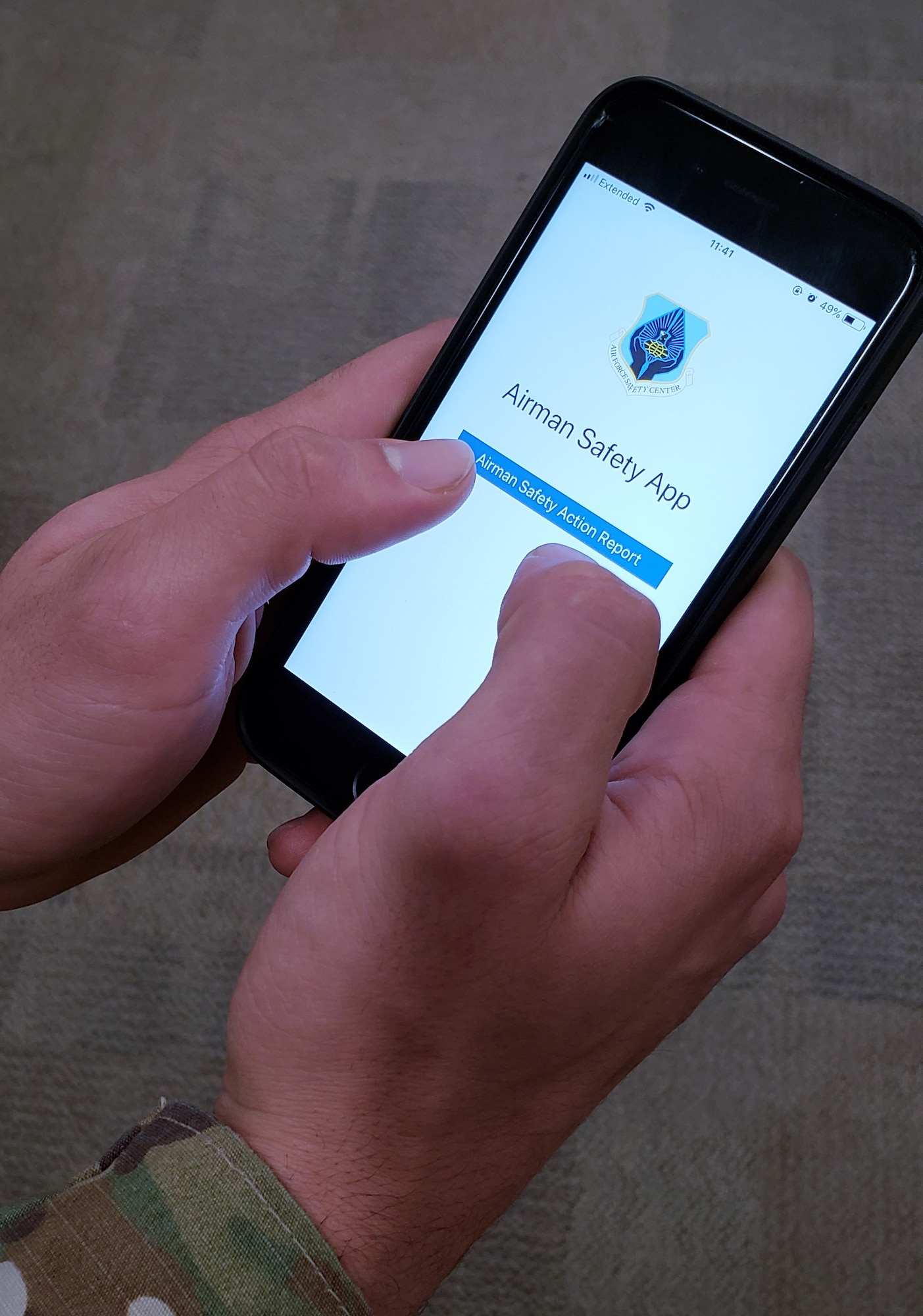 The Airman Safety App is a new way to submit safety concerns to the Air Force Safety Center. The app allows users to submit as much information as they would like to help mitigate Air Force safety problems. (U.S. Air Force photo by 2nd Lt. Joshua Sinclair)