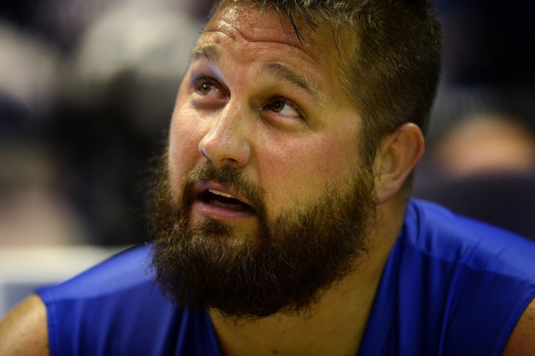 Team Air Force athlete Capt. Rob Hufford II looks at the scoreboard after competing in the rowing competition during the Department of Defense Warrior Games at the U.S. Air Force Academy, Colorado Springs, Colorado, June 9, 2018. Hufford II was awarded the gold medal in the men's 4 min endurance race 6.0 division. Created in 2010, the Games introduce wounded, ill and injured service members and veterans to Paralympic-style sports. Warrior Games showcases the resilient spirit of today’s wounded, ill or injured service members from all branches of the military. (U.S. Air Force Photo by Tech Sgt. Anthony Nelson Jr.)