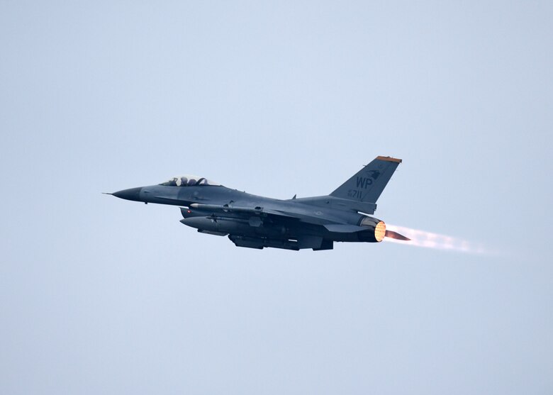 A U.S. Air Force F-16 Fighting Falcon assigned to the 8th Fighter Wing takes off from Kunsan Air Base, Republic of Korea, Dec. 3, 2018. The F-16 is a high-performance weapons system that has flown thousands of sorties in support of operations across the globe. (U.S. Air Force photo by Tech. Sgt. Charles McNamara)
