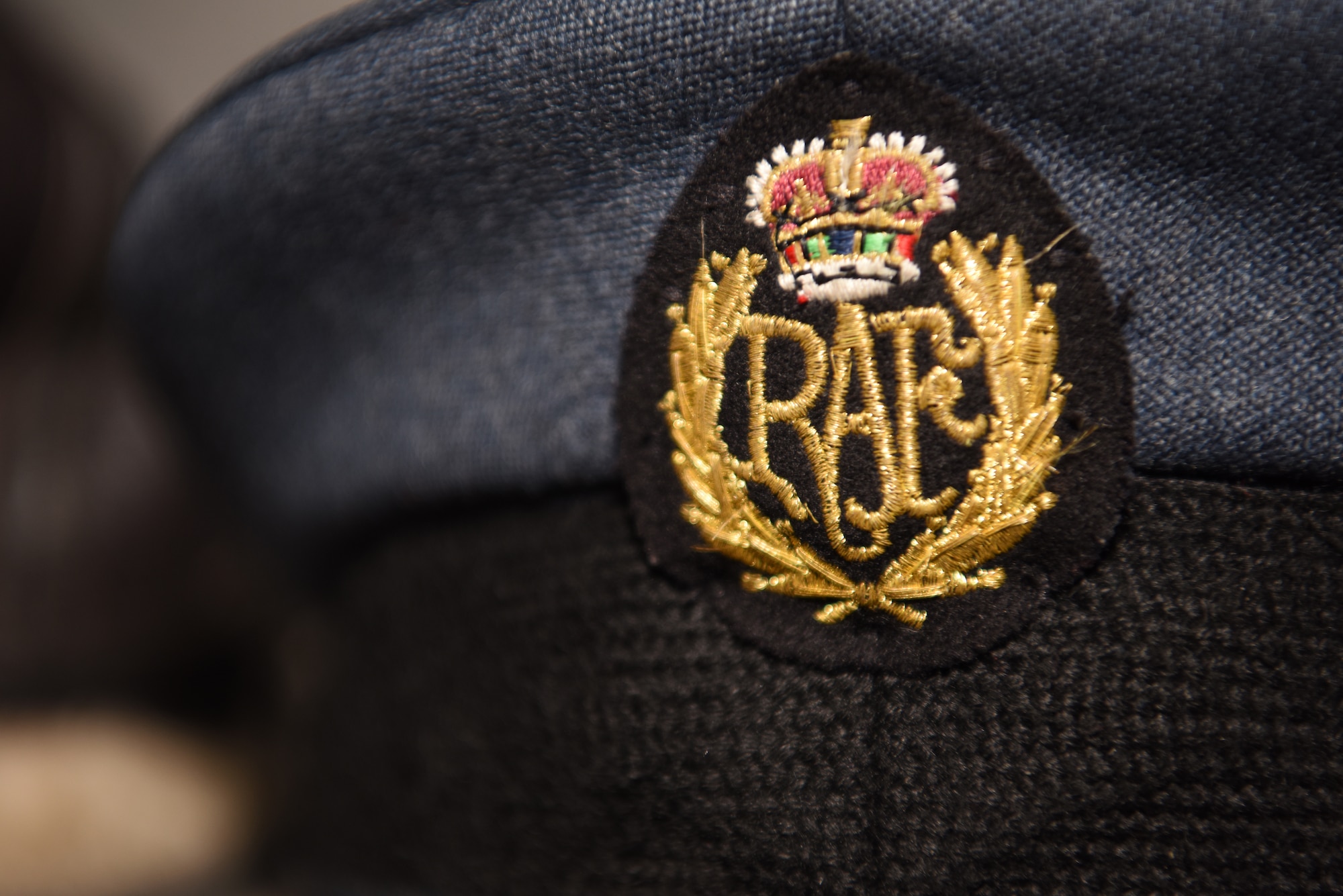 The Royal Air Force uniform emblem sits displayed in Hangar I at the RAF Museum, London, England, Nov. 30, 2018. Formed towards the end of World War I on April 1, 1918, the RAF is the oldest independent air force in the world. The RAF played a huge part during World War II, most famously during the Battle of Britain, which lasted from July 1940-October 1940. (U.S. Air Force photo by Airman 1st Class Brandon Esau)