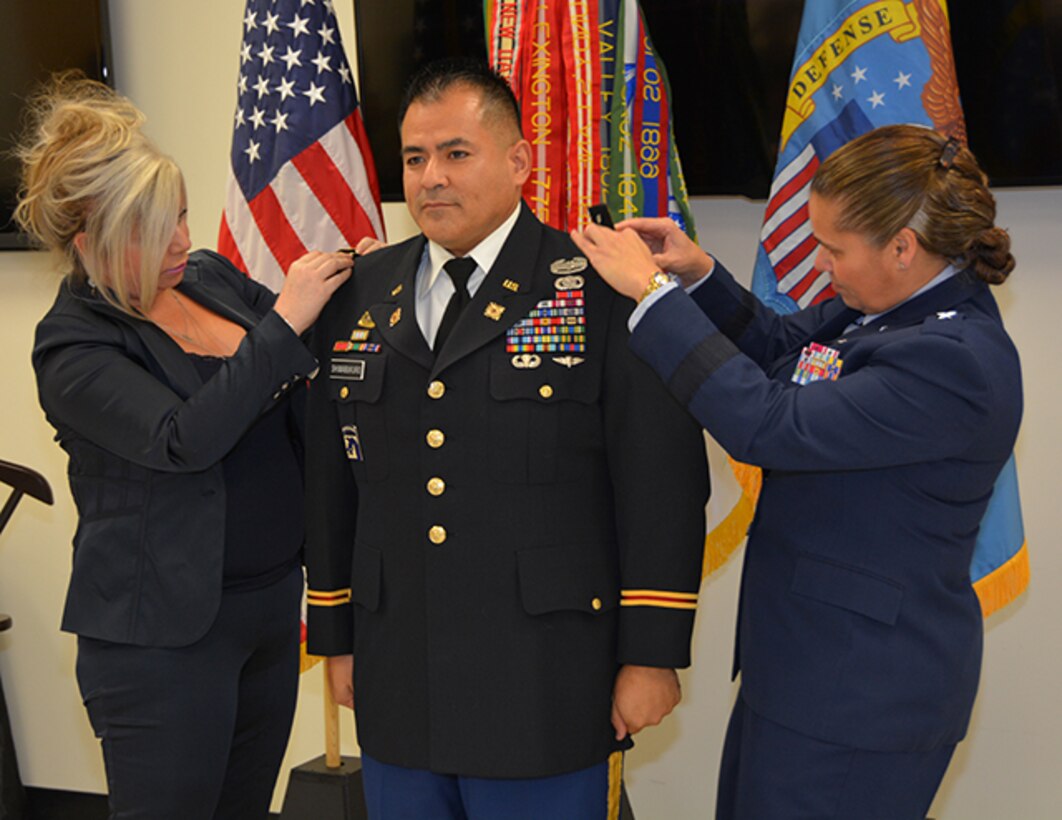 DLA Aviation commander and wife pin Lt. Col Shimaburkuro with new ranl