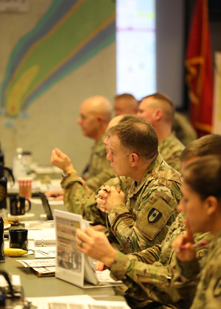 Defense CBRN Response Force (DCRF) members attend a Mission Planning Conference (MPC) hosted by JTF-CS at Fort Eustis, Va., Dec. 3-4, 2018. The MPC prepared and strengthened communication roles of the Defense Chemical, Biological, Radiological and Nuclear (CBRN) Response Force (DCRF) and other DoD CBRN Response Enterprise (CRE) entities for participation in response operations. When directed, JTF-CS is ready to respond in 24 hours to provide command and control of 5,200 federal military forces located at more than 36 locations throughout the nation in support of civil authority response operations to save lives, prevent further injury and provide critical support to enable community recovery.
(DoD photo by U.S. Air Force Tech. Sgt. Michael Campbell/ Released)
