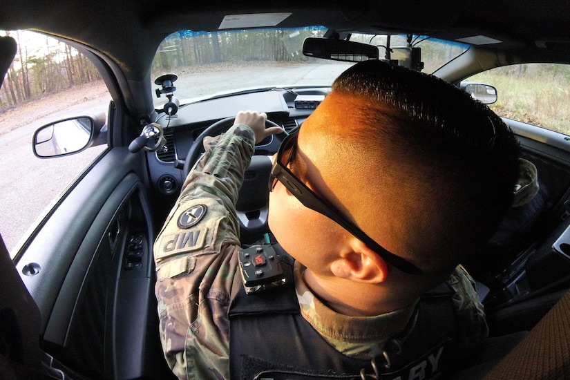 Specialist Rojas in his car