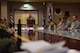 U.S. Army Lt. Gen. Paul Funk, III Armored Corps and Fort Hood, Texas, commanding general talks with wing leadership about the effects ISIS had on the Middle East at Creech Air Force Base, Nevada, Dec. 10, 2018. Funk was the commanding general of the Combined Joint Task Force - Operation Inherent Resolve for U.S. Central Command and wanted to express his appreciation for the role Creech Airmen played in OIR. (U.S. Air Force Photo by Airman 1st Class Haley Stevens)