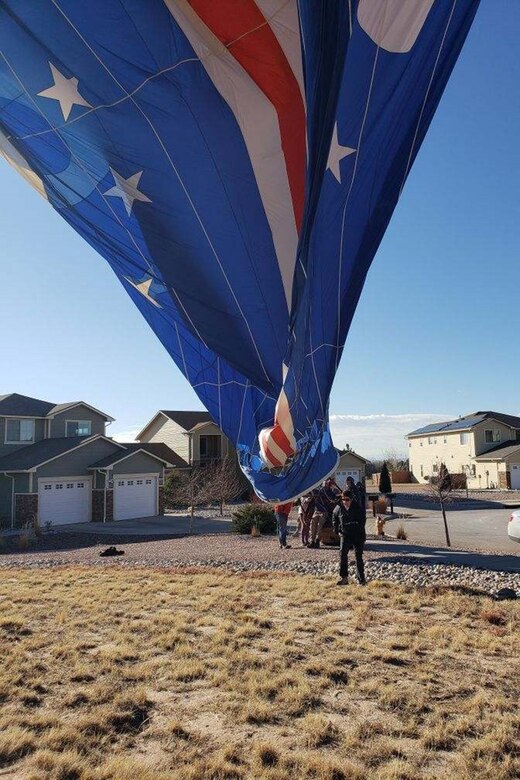 A hot air balloon made an emergency landing on Peterson Air Force Base at about 9:45 a.m. December 9, 2018.