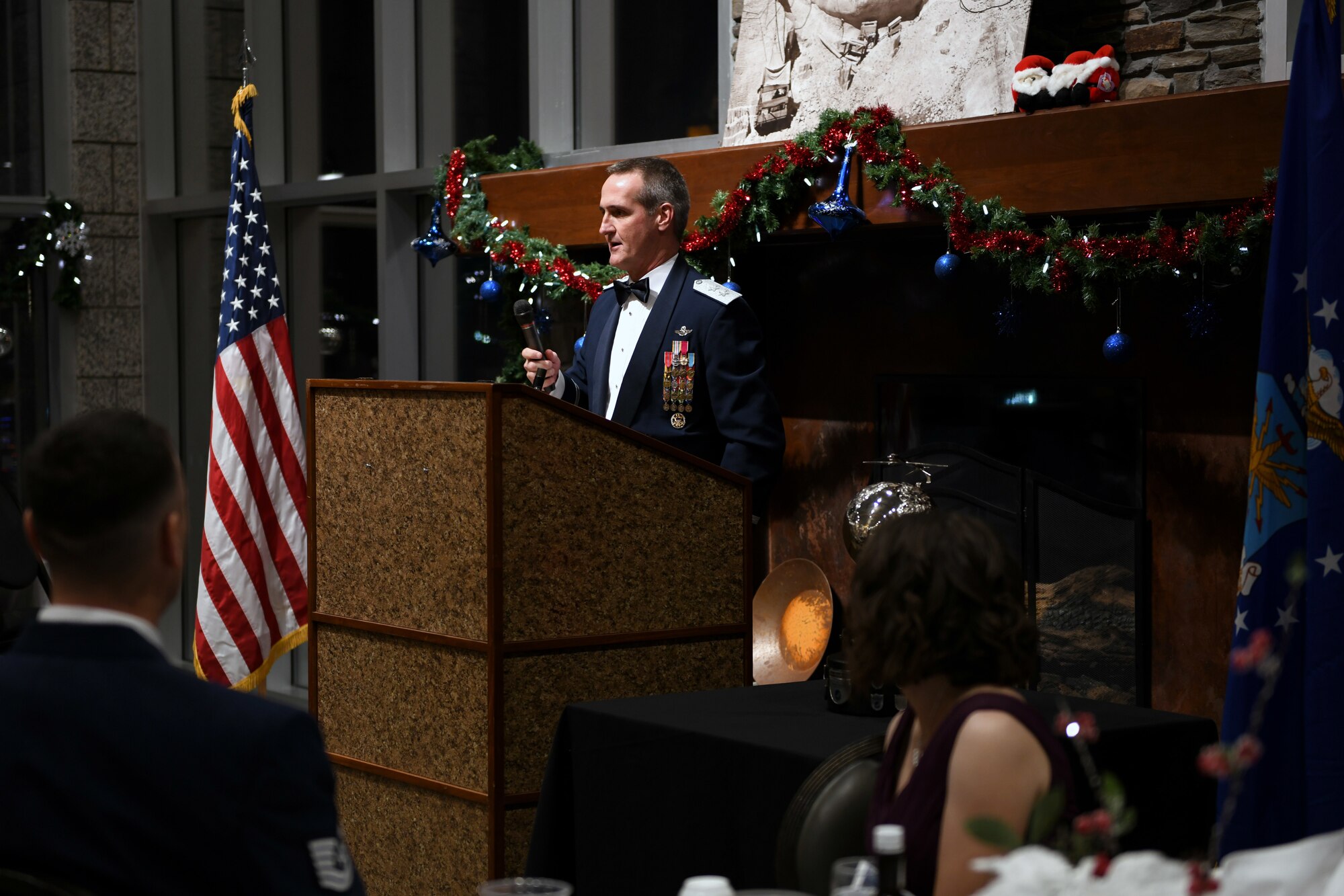 Maj. Gen. Peter Gersten, U.S. Air Force Warfare Center commander, speaks during the General Atomics’ MQ-1B/9 Squadron of the Year awards presentation at Mount Rushmore in Keystone, S.D., Dec. 7, 2018. The 89th Attack Squadron, a tenant unit at Ellsworth Air Force Base, won this year’s award. (U.S. Air Force photo by Senior Airman Denise Jenson)