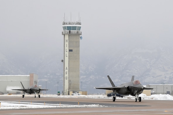 The 421st Fighter Squadron at Hill Air Force Base, Utah, received its first F-35A Lightning II Dec. 12. The squadron is the last of three squadrons in Hill’s 388th Fighter Wing to take possession of combat-ready aircraft, bringing the 388th Fighter Wing closer to full strength. Lt. Col. Richard Orzachowski, 421st FS commander and 1st Lt. Ryan Allen, the squadron's youngest wingman, flew the jets from the Lockheed Martin plant in Fort Worth, Texas into a snow-covered Hill AFB. The arrival of the first jets in the 421st brings the total number of F-35As at Hill to 52 and is a big step toward the 388th Fighter Wing having a full complement of 78 F-35A Lightning IIs by the end of 2019. (U.S. Air Force photo by Todd Cromar)