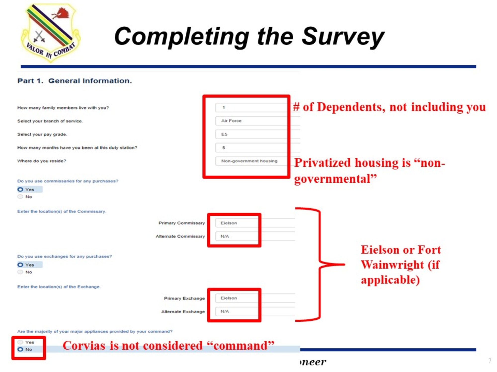 The 354th Comptroller Squadron of Eielson Air Force Base created Cost of Living Allowance (COLA) Survey slides to inform active duty members and families on the importance of participation in the COLA Survey for Alaska. (Graphic slide created by 354th Comptroller Squadron)