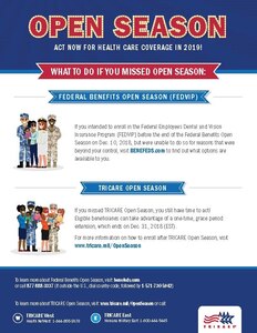 This infographic describes the options available if you missed enrolling in the Federal Employees Dental and Vision Insurance Program (FEDVIP) before the end of TRICARE Open Season.