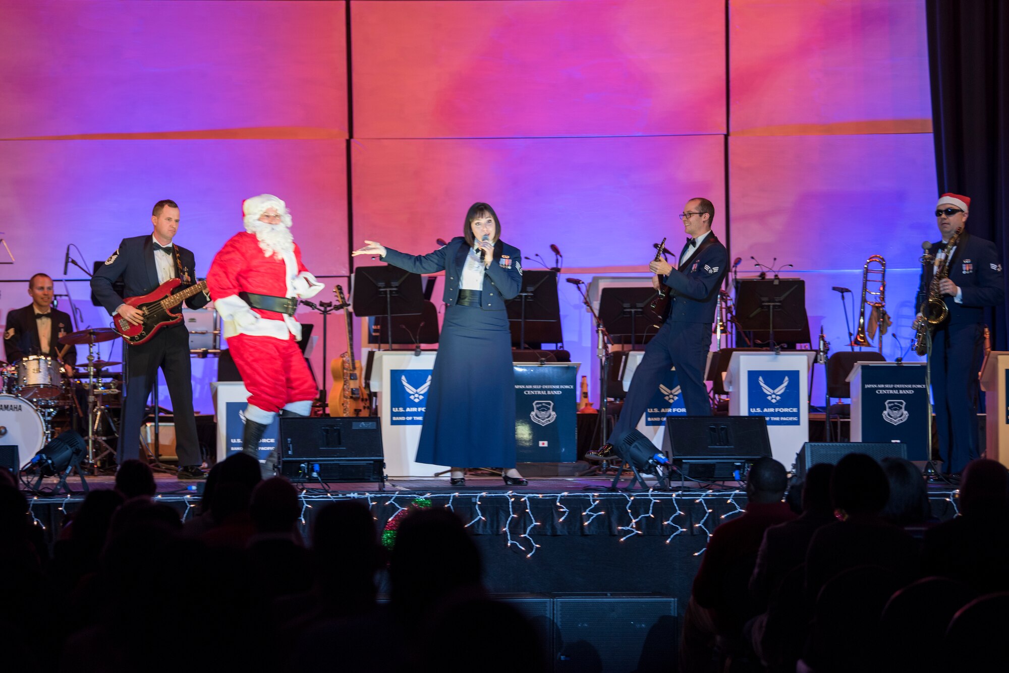 Members of the U.S. Air Force Band of the Pacific perform during Sounds of the Season, Dec. 12, 2018, at Yokota Air Base, Japan