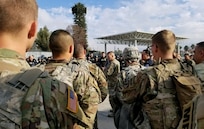 Lt. Gen. Jeffrey Buchanan, Commanding, U.S. Army Joint Forces Land Component Command, speaks to members of Task Force West during a command visit near San Diego, California, December 11, 2018. U.S. Northern Command is providing military support to the Department of Homeland Security and U.S. Customs and Border Protection to secure the southern border of the United States. (U.S. Army Photo by Maj. Delvin Goode)