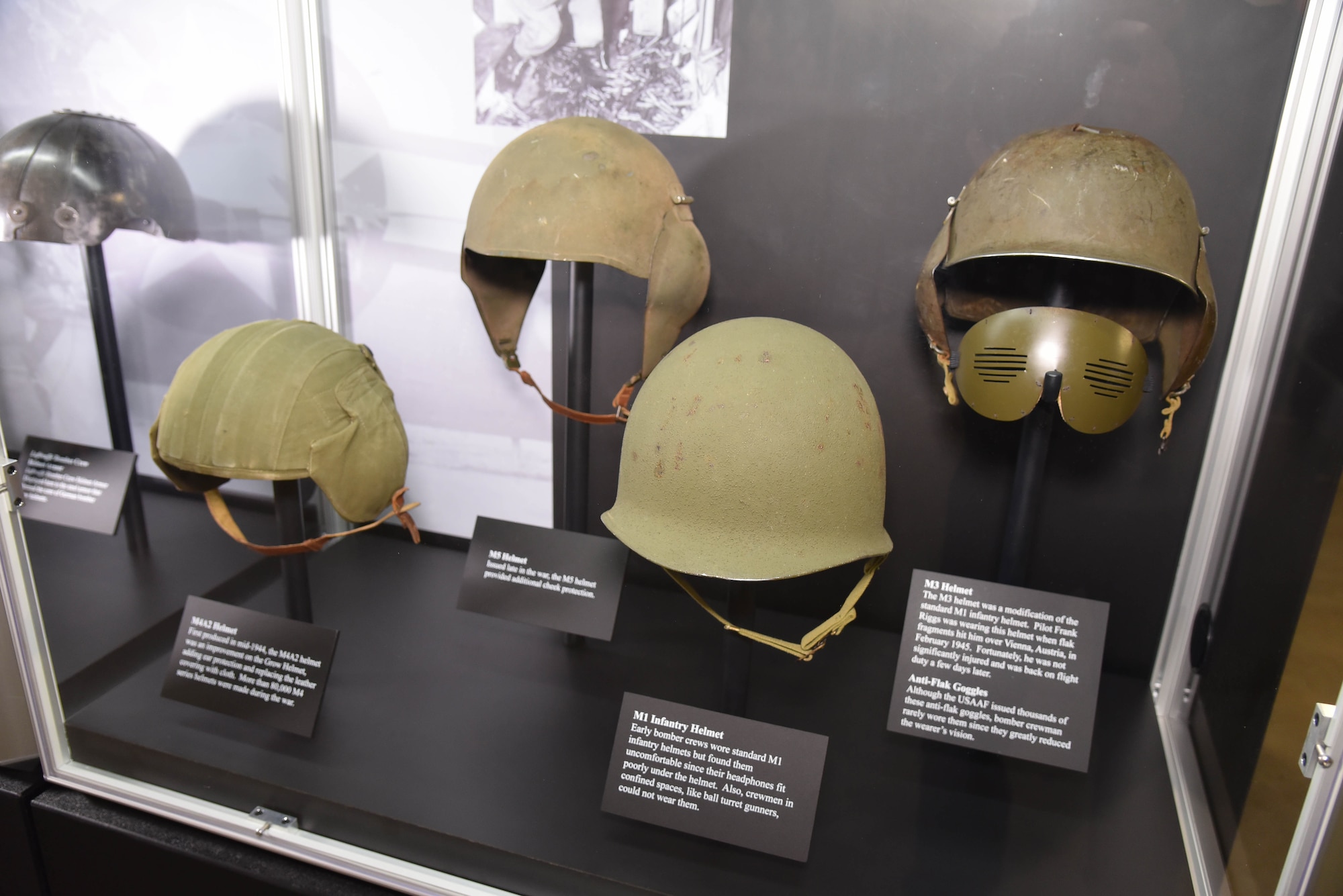WWII bomber crew protection on display in the WWII Gallery at the National Museum of the USAF. (U.S.Air Force photo)