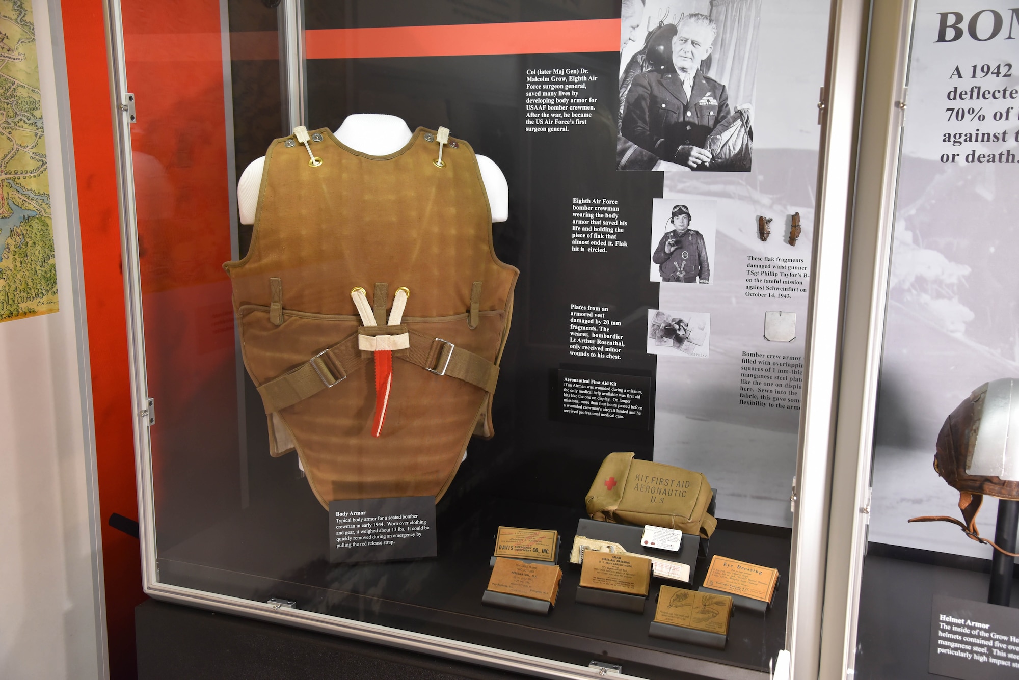 WWII bomber crew protection on display in the WWII Gallery at the National Museum of the USAF. (U.S.Air Force photo)