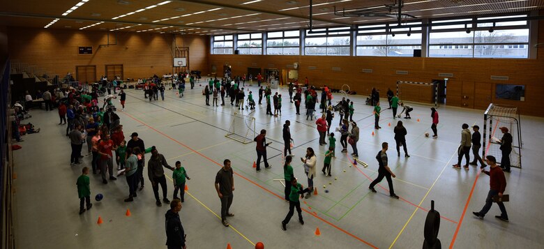 Kaiserslautern Military Community volunteers and Special Olympics participants compete in several different activities Dec. 7, 2018 at the Polizei Academy in Enkenbach-Alsenborn, Germany. Over 70 athletes from Department of Defense and German schools within the KMC competed in this year’s Winter Special Olympics. (U.S. Air Force photo by Airman 1st Class Kristof J. Rixmann)
