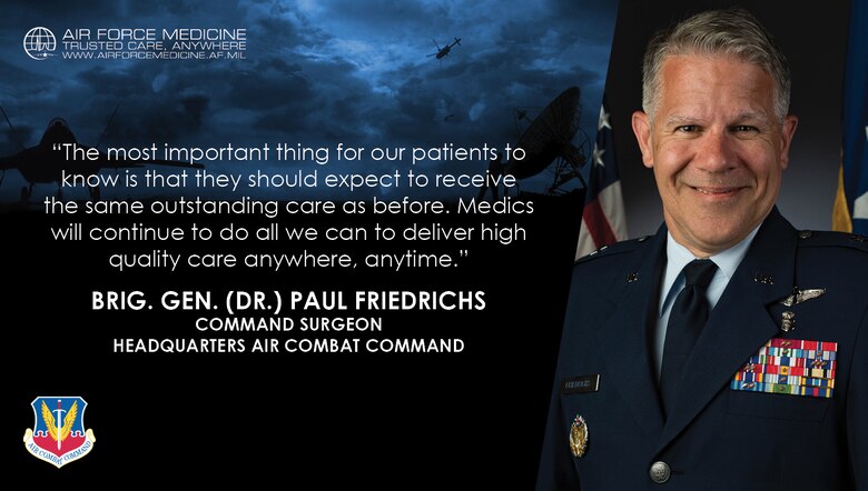 Brig. Gen. Paul Friedrichs is the Command Surgeon, Headquarters Air Combat Command at Joint Base Langley-Eustis, Virginia, shares personal and professional perspectives on Air Force life and military medicine. (U.S. Air Force illustration)