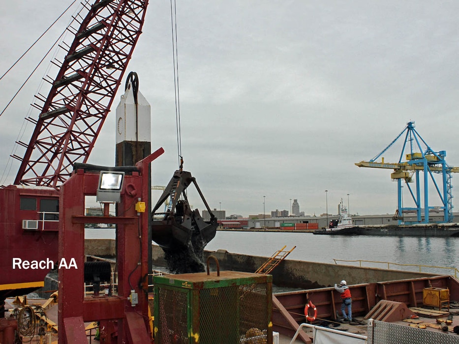 The U.S. Army Corps of Engineers and its contractor deepened Reach AA of the main channel of the Delaware River in 2014-2015. Great Lakes Dredge & Dock Company used a bucket dredge to complete the work along the river from the Ben Franklin Bridge to the Walt Whitman bridge.