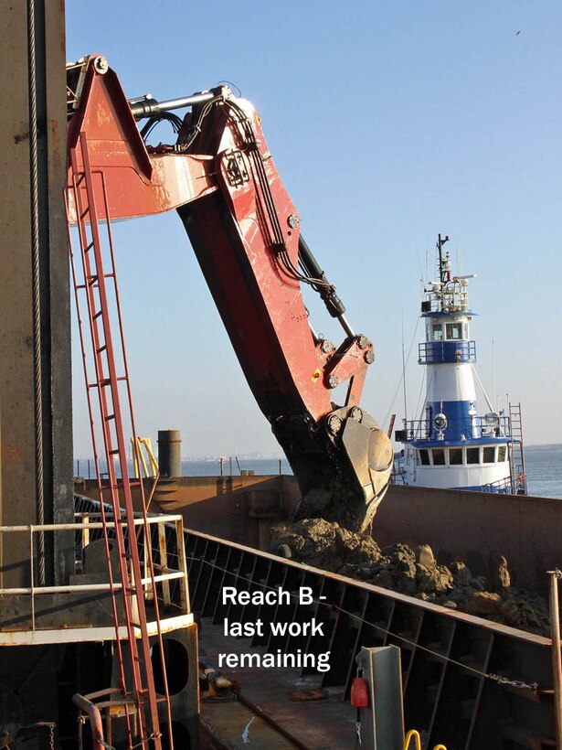The hydraulic dredge New York, owned by Great Lakes Dredge & Dock Company, conducts rock removal operations in December of 2018 along the Delaware River as part of the deepening project.