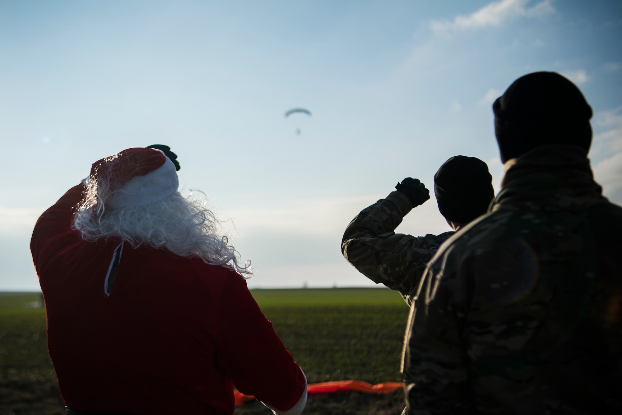 Santa and his helpers, along with members of the U.S. Air Force, U.S. Army, and seven partner nations conducted static-line and military freefall jumps for Operation Toy Drop 2018, over Alzey Drop Zone, Germany Dec. 11-13, 2018.