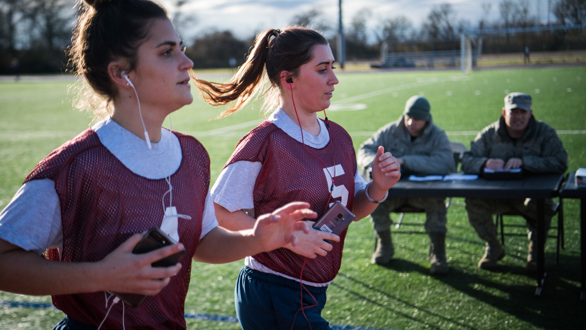 Sunny weather makes for better fitness runs during December unit training assembly.