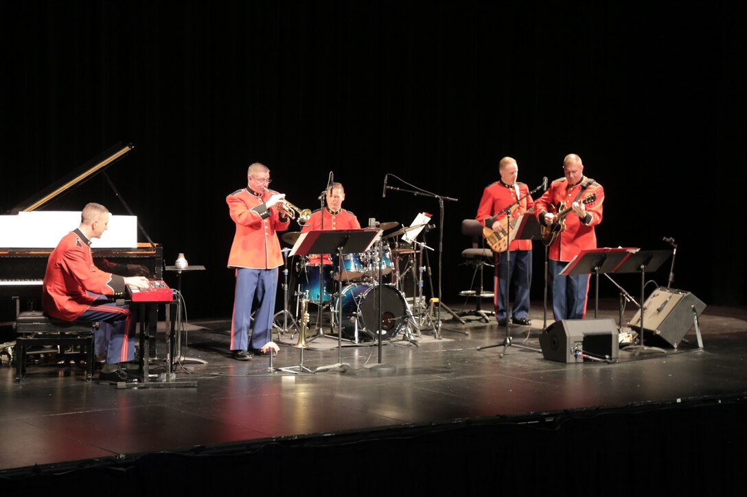 On Sunday, Dec. 16, the Marine Jazz Combo performed holiday favorites at the Bowie Center for the Performing Arts in Bowie, Md. (U.S. Marine Corps photo by Master Sgt. Kristin duBois/released)