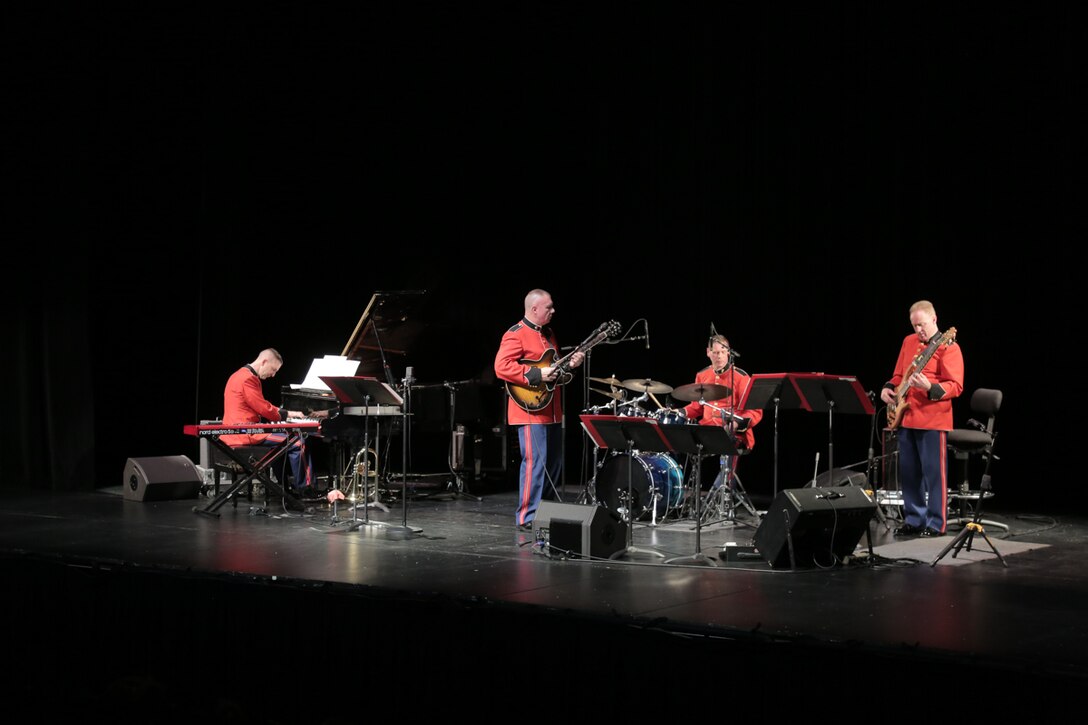 On Sunday, Dec. 16, the Marine Jazz Combo performed holiday favorites at the Bowie Center for the Performing Arts in Bowie, Md. (U.S. Marine Corps photo by Master Sgt. Kristin duBois/released)