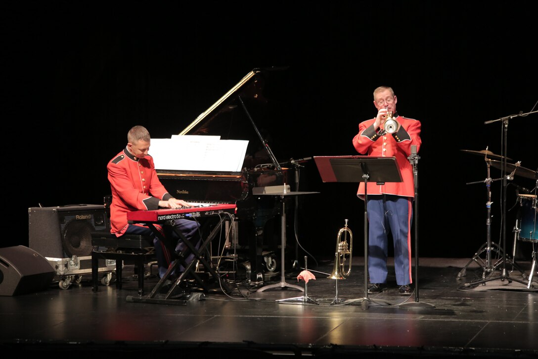 On Sunday, Dec. 16, the Marine Jazz Combo performed holiday favorites at the Bowie Center for the Performing Arts in Bowie, Md. (U.S. Marine Corps photo by Master Sgt. Kristin duBois/released)