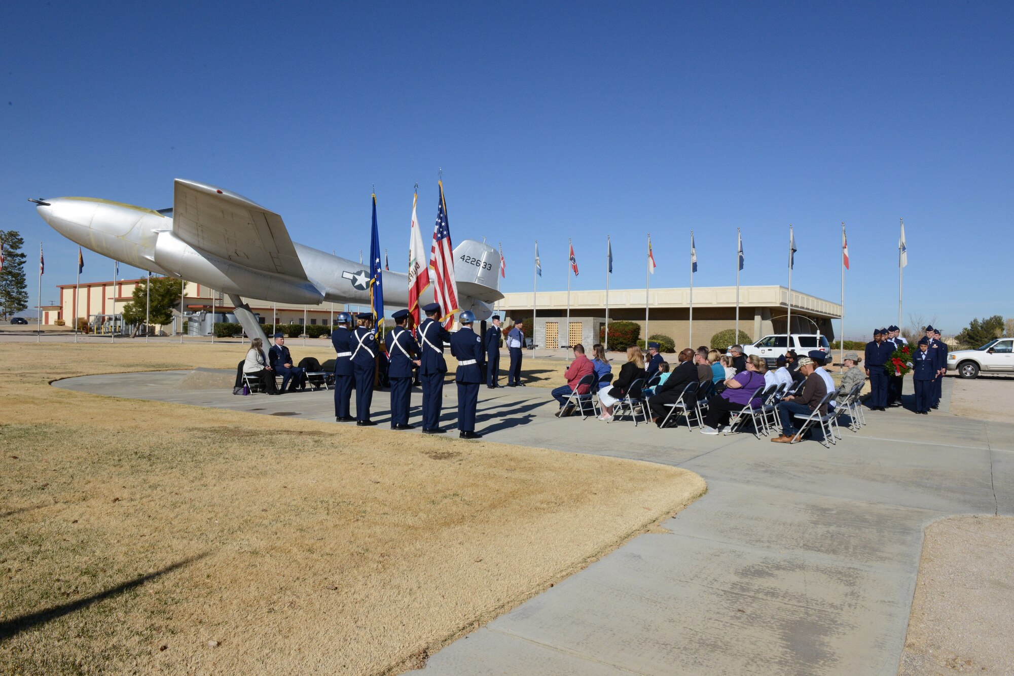 Edwards Air Force Base Civil Air Patrol Composite Squadron 84 United States Air Force Auxiliary hosted a National Wreaths Across America Day at Flag Park on Edwards Dec. 15. (U.S. Air Force photo by Kenji Thuloweit)